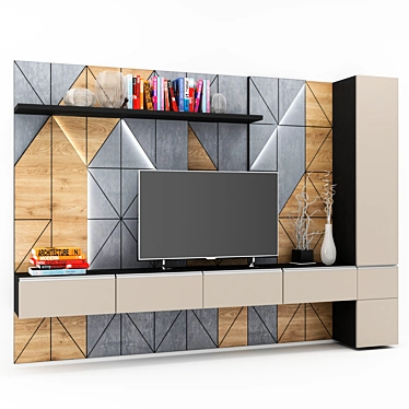 Customized TV Wall Unit 3D model image 1 