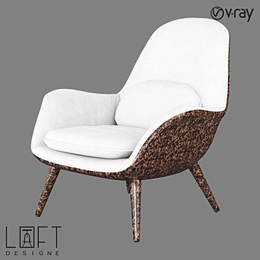 Minimalist Wood Armchair | LoftDesigne 2060 Model 3D model image 1 