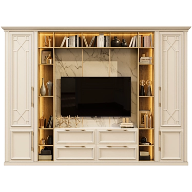 Elegant Neoclassical TV Wall 3D model image 1 