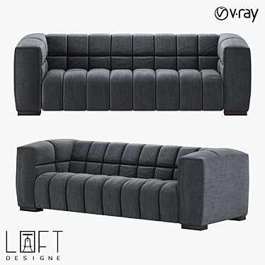 Sleek Wood & Fabric Sofa | LoftDesigne 2973 3D model image 1 