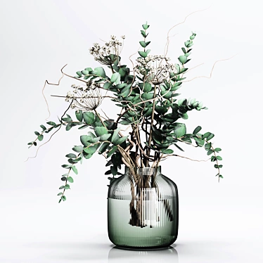 Elegant Glass Vase Bouquets 3D model image 1 