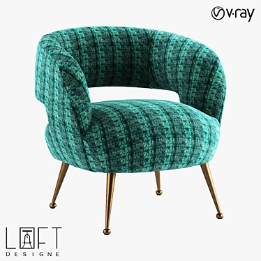 Modern Metal and Fabric Armchair 3D model image 1 