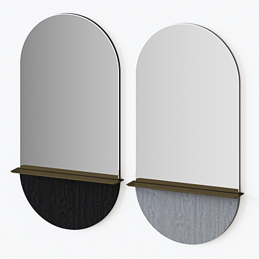 Brass Accent Oval Wall Mirror 3D model image 1 