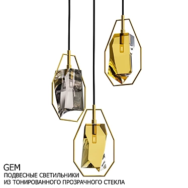 Gem Transparent Glass Pendant Lights 3D model image 1 