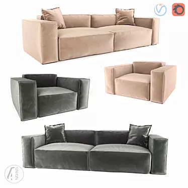 Modern Fox Sofa: Comfort & Style 3D model image 1 