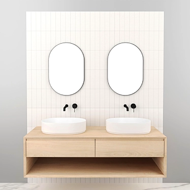 Modern White Bathroom Set 3D model image 1 