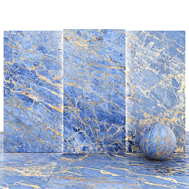 Glossy Blue Marble Slabs 3D model image 1 