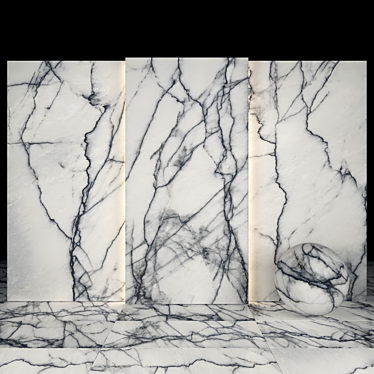 Elegant Athos White Marble Slabs 3D model image 1 