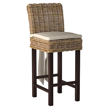 Coastal Patio Bar Stool with Cushion 3D model image 1 