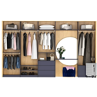 Modern Wardrobe Composition - with Editable Model 3D model image 1 