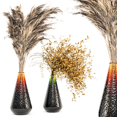 Pampas Dreams: Dried Plantset with Glass Vase 3D model image 1 