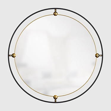 Elegant Brass Round Mirror 3D model image 1 