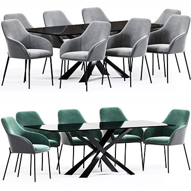 Modern Daniella Dining Chair Table 3D model image 1 