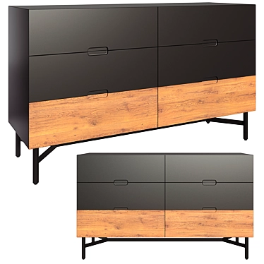 Modern 6-Drawer Chest LORA in Anthracite 3D model image 1 