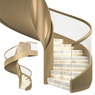 Title: Modern Metal Glass Spiral Staircase 3D model image 1 