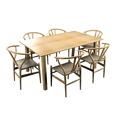 Sleek Modern Table with CH24 Chairs 3D model image 1 