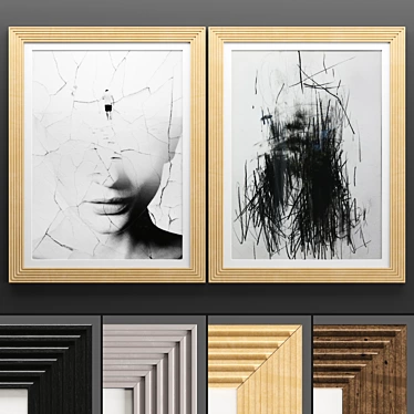 Elegant Art Frame Set - 732 3D model image 1 