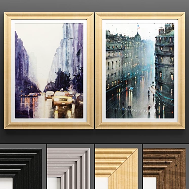 Modern Art Frame Set 3D model image 1 