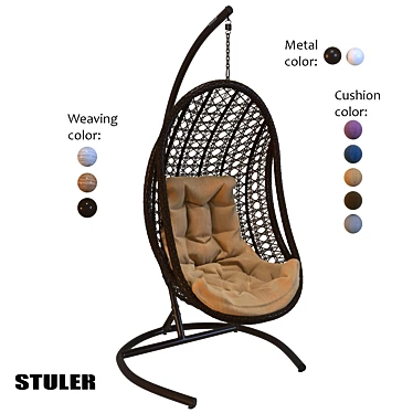 Stylish OM Hanging Chair - Balcony Diamonds 3D model image 1 