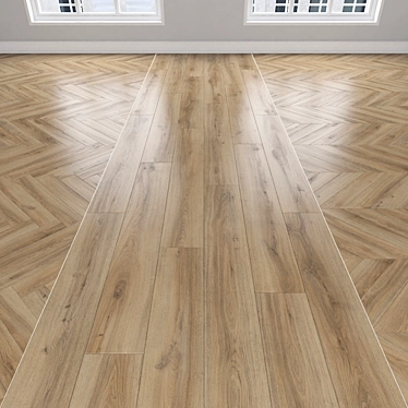 Parquet Oak Flooring: Herringbone, Linear & Chevron 3D model image 1 