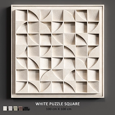 Relief Puzzle Square: Contemporary 3D Wall Art 3D model image 1 