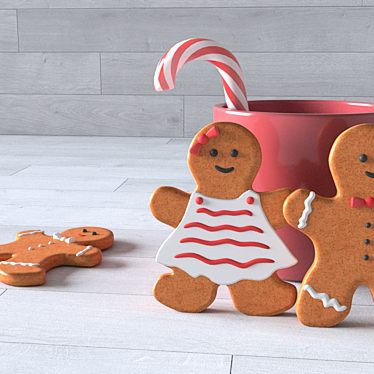 Gingerbread Sweet Scene: Candy, Mug, Lollipop 3D model image 1 