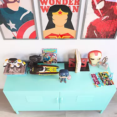 Superhero Kids Room Decor Set 3D model image 1 