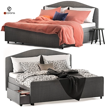 Hauga Upholstered Bed Queen 3D model image 1 