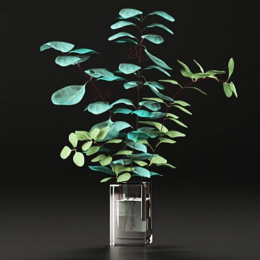 Elegant Eucalyptus Vase Bouquet 3D model image 1 