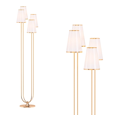 Golden Textile Floor Lamp 3D model image 1 
