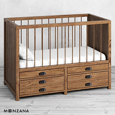 Printmaker Oak Baby Bed: Elegant and Durable 3D model image 1 