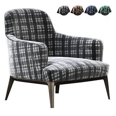 Comfy Fabric Armchair with Armrests 3D model image 1 