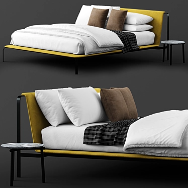 Bolzan Letti Bend Bed: Elegant and Spacious Slumber 3D model image 1 