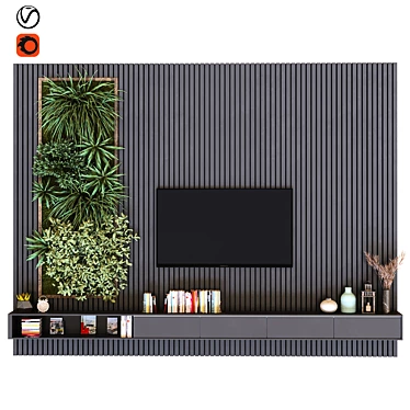 Sleek TV Wall Set 3D model image 1 
