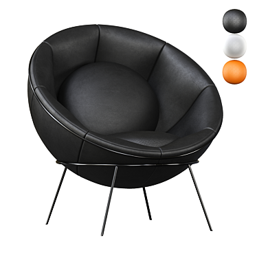 Modern Black Leather Bowl Chair 3D model image 1 