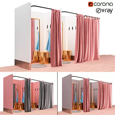 Versatile Color-Changeable Fitting Rooms 3D model image 1 