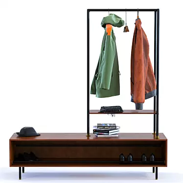 Rustic Sheesham Coat Rack: Stylish and Functional 3D model image 1 