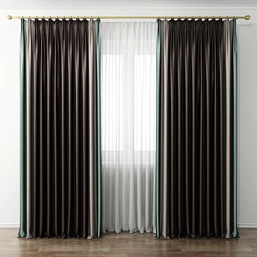 Elegant Drapery Set for Windows 3D model image 1 