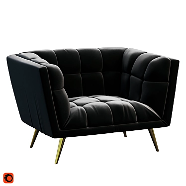 Huxley Antraciet: Elegant Black Velvet Armchair 3D model image 1 