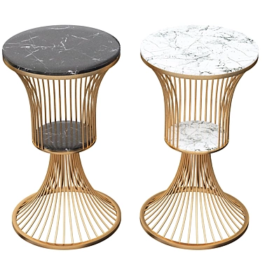 Black Marble Spiral Coffee Table with Gold Finish 3D model image 1 