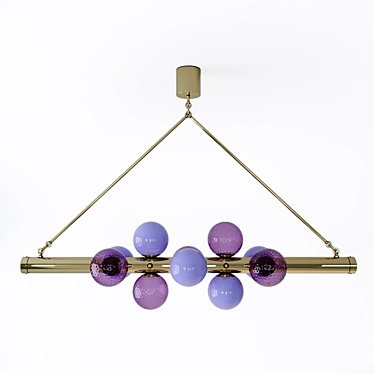 Midcentury Murano Glass & Brass Chandelier 3D model image 1 