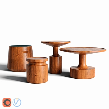 Functional Turn Tables Set  Compact and Stylish Furniture Set for Any Space! 3D model image 1 