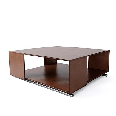 Modern Dark Brown Metal and Leather Coffee Table 3D model image 1 