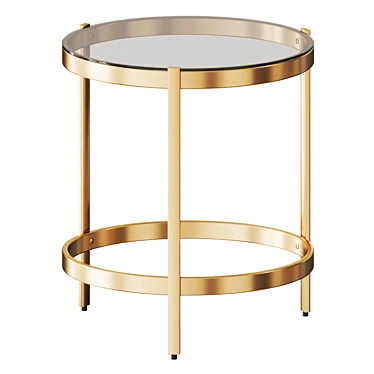 Sleek Brass Double Ring Side Table 3D model image 1 