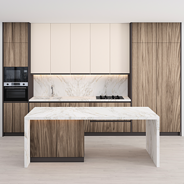 Modern Island Kitchen: High-Quality textures & Render 3D model image 1 