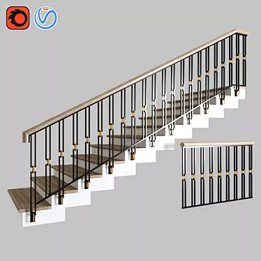 Sleek Steel Staircase Design 3D model image 1 