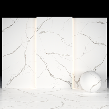 Elegant White Luna Marble Slabs 3D model image 1 