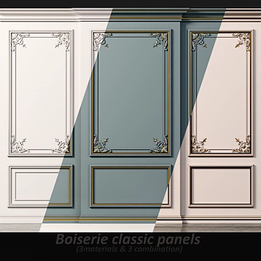 Classic Boiserie Wall Molding 3D model image 1 