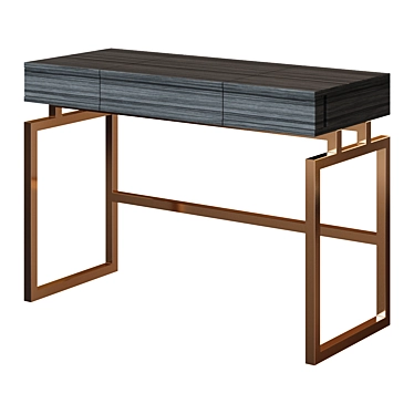 Modern Steel and Eucalyptus Dressing Table 3D model image 1 