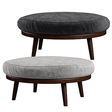 Luxury Round Leather Ottoman by Strick & Bolton 3D model image 1 